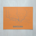 Barcelona Screen Print (Olive + Light Blue)