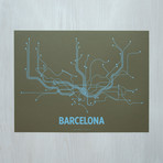 Barcelona Screen Print (Olive + Light Blue)