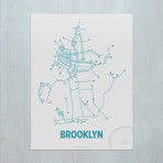 Brooklyn Bike Lithograph // Light Gray + Blue
