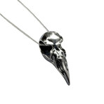 Raven Skull Necklace (Silver)