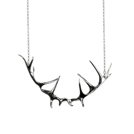 Double Deer Antler Necklace (Silver)
