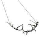 Double Deer Antler Necklace (Silver)