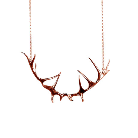 Double Deer Antler Necklace (Rose)