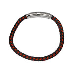 Woven Steel Industrial Bracelet // Black + Red
