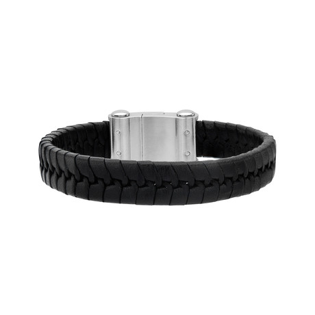 Woven Leather Bracelet // Black