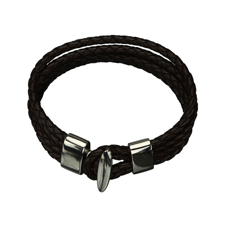 Toggle Clasp Multi Strand Leather Bracelet // Brown