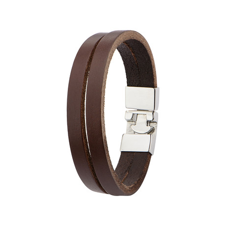 Smooth Leather Double Strap Bracelet // Brown