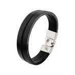 Smooth Leather Double Strap Bracelet // Black
