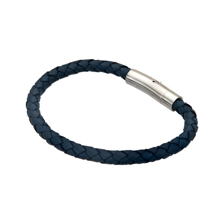 Braided Leather Bracelet (Blue)