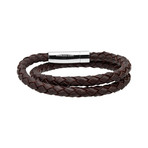 Braided Leather Double Wrap Bracelet // Brown
