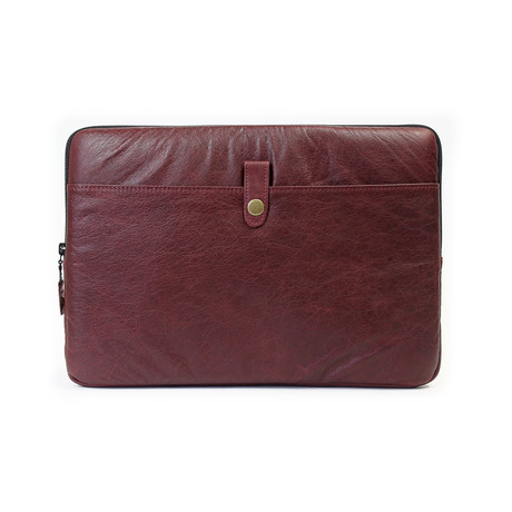 Red Crown Collection // Leather Skinny Laptop Sleeve // Burgundy (13" Macbook Pro/Air)