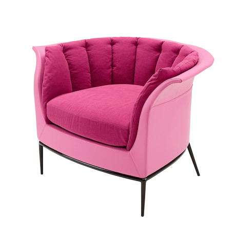 Buttercup Armchair (Leather + Fabric // Fucsia)