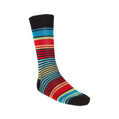 Multi Stripe Sock // 2 Pairs (Black, Blue, Red)