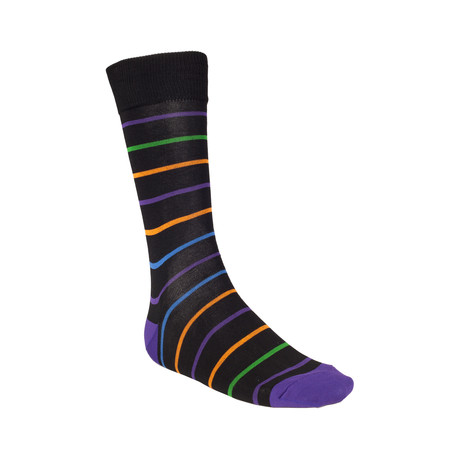 Thin Multi Stripe Sock // 2 Pairs (Black)