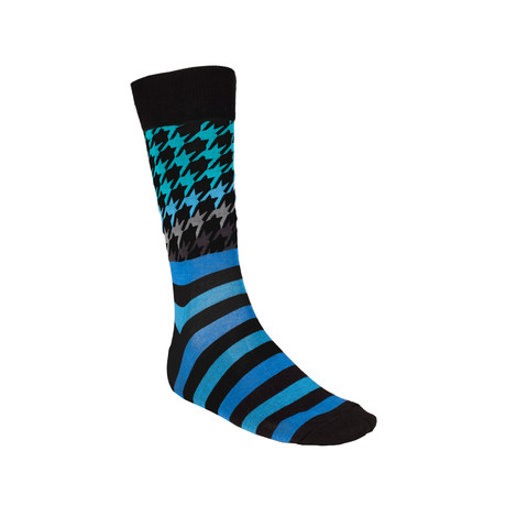 Houndstooth Stripe Sock // 2 Pairs (Black, Blue)