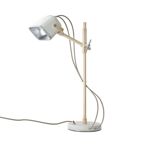 Mob Wood Table Lamp // White + Beige Cord