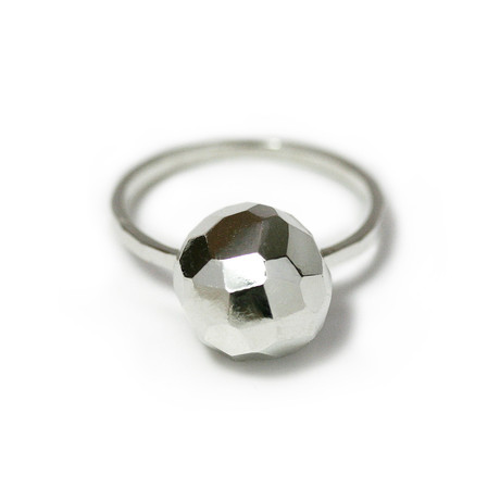 Large Faceted Ball Ring (Size 4)