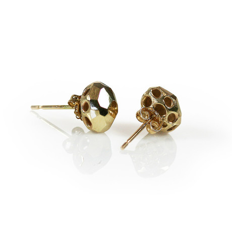 Gold Beehive Stud Earrings