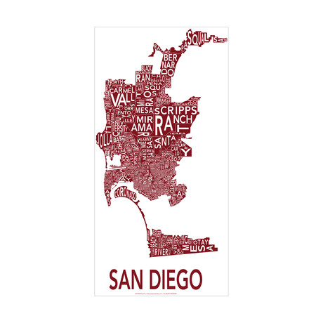 Urban Neighborhood Print // San Diego (White)