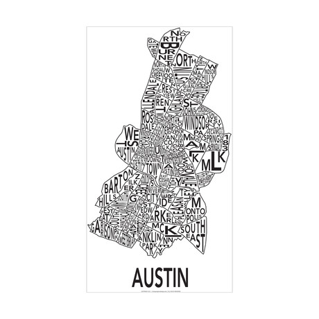 Urban Neighborhood Print // Austin (White)