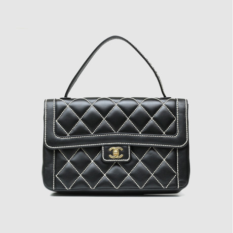 Chanel Surpique Stitched Flap Handbag // Quilted Black Calfskin - Vintage  Luxury Handbags - Touch of Modern