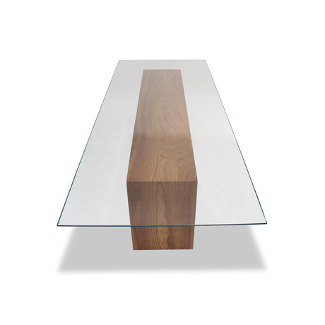 Glass Top + Solid Wood Dining Table
