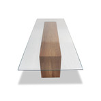 Glass Top + Solid Wood Dining Table