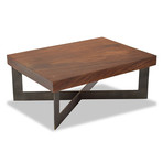 Solid Wood Tamburil Slab Coffee Table // Metal Base