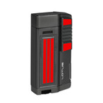 Lotus Droid Twin Torch Lighter with Punch (Anodized Black & Black Polish)