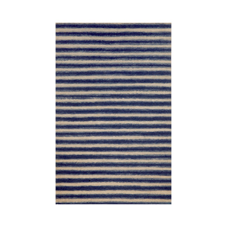 Thick Stripe Rug // Denim + Taupe (5'L x 8'W)