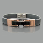 Polished Stainless Steel Bracelet // Black + Rose Gold