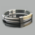 Stainless Steel + Rubber Wire Bangle (18K Gold)