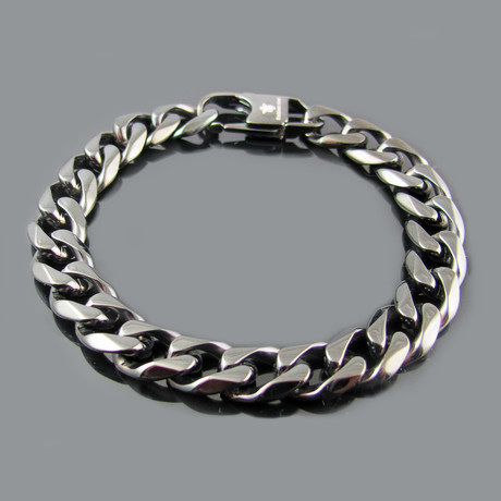 Cuban Link Bracelet (Brushed + Polished Steel)