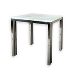 End Table With Carrara Marble and Stainless Steel Frame