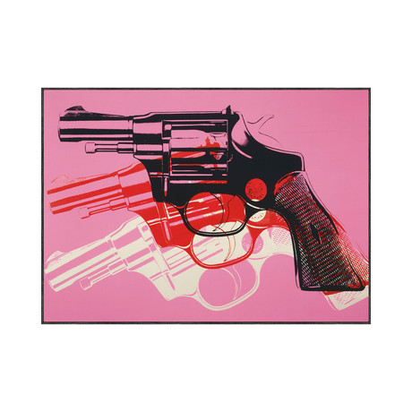 Andy Warhol // Gun, C. 1981-82 (Black, White, Red On Pink)