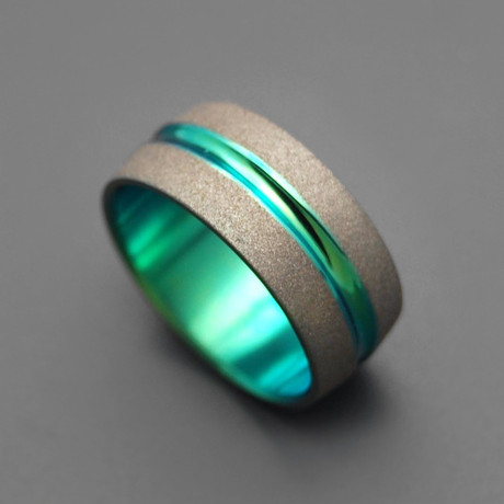 Sandblasted Green Signature Ring (Size 10)