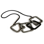 Square Necklace (Silver + Black)