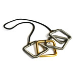 Square Necklace (Silver + Black)