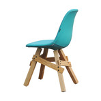 Icon Chair // Natural Base with Turquoise Leather Top