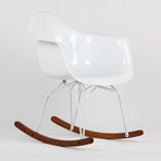 Diamond Rock Chair (White Base with White Arm Shell and Walnut Tracks)