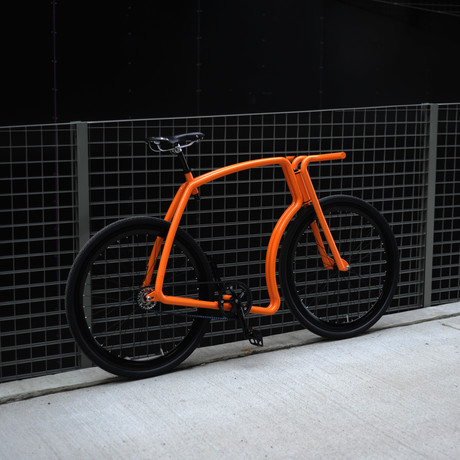 Viks Bicycle // Orange Frame + Black Rims + Black Tires   (Belt, Fixed Gear, Small)