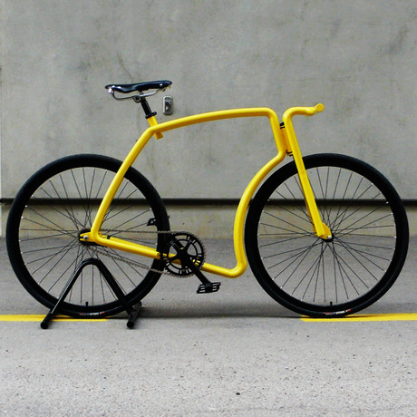 Viks Bicycle // Yellow Frame + Black Rims + Black Tires (Belt, Fixed Gear, Small)