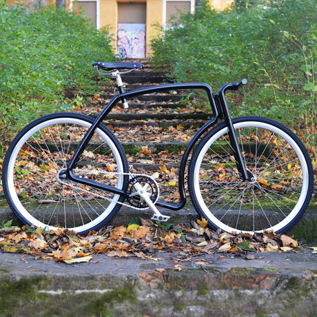 Viks Bicycle // Gloss Black Frame + Silver Rims + Black Tires (Chain, Fixed Gear, Small)