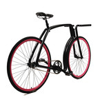 Viks Bicycle // Matte Black Frame + Pink Rims + Black Tires (Belt, Fixed Gear, Small)