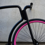 Viks Bicycle // Matte Black Frame + Pink Rims + Black Tires (Belt, Fixed Gear, Small)