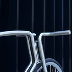 Viks Bicycle // Brushed Silver Frame + Silver Rims + Black Tires (Belt, Fixed Gear, Small)