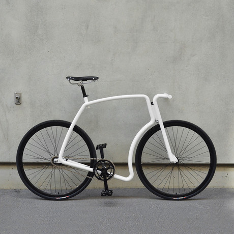 Viks Bicycle // White Frame + Black Rims + Black Tires (Belt, Fixed Gear, Small)