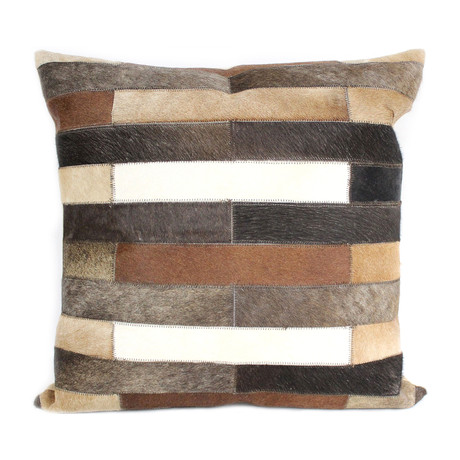 Striations // Chocolate // Cowhide Pillow (18" x 18")