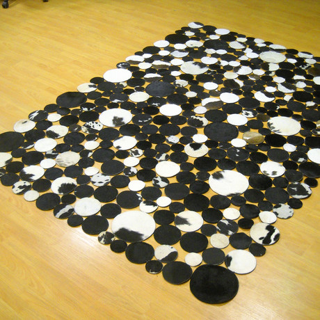 Cowhide Area Rug // Black, Brown, and White // 5'6" x 8'