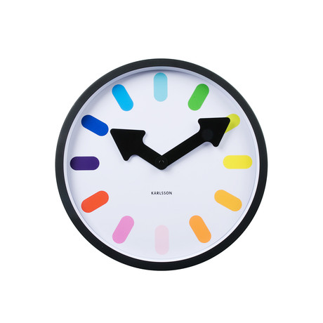 Rainbow Pictogram Wall Clock // Black Rim